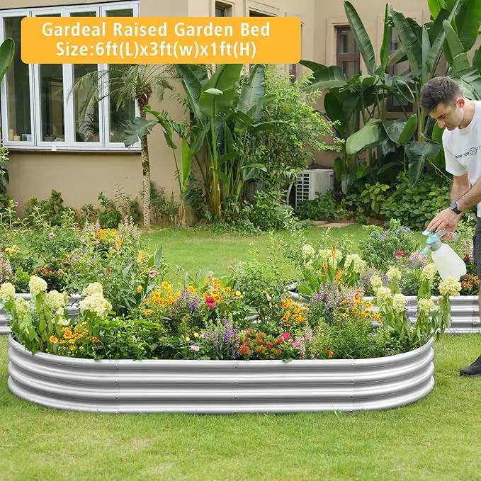 Garden 6x3x1ft Galvanized Raised Garden Bed Kit - Metal Planter Boxes for Vegetables/Herbs/Flowers, Heavy-Duty Steel Outdoor Garden Box with Reinforced Edges(6X3X1FT) by GreenHaven Gardens