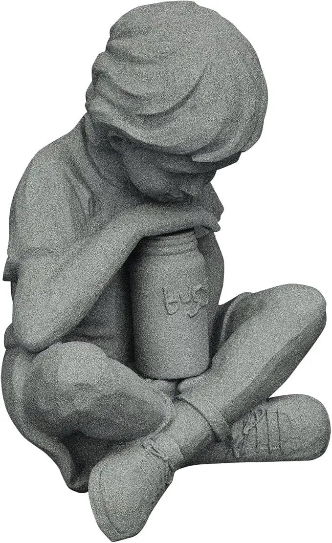 EMSCO Group Nature Boy Statue – Natural Granite Appearance – Made of Resin – Lightweight – 16” Height by GreenHaven Gardens