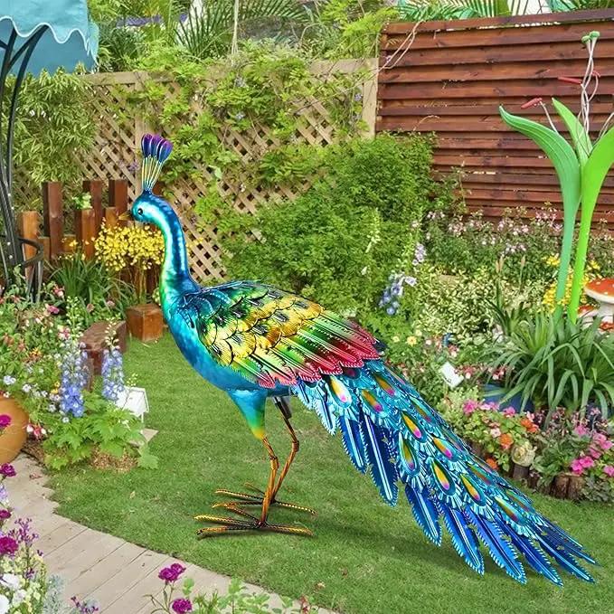 chisheen Peacock Statue Garden Decor Metal Peacock Yard Art Lawn Decoration Outdoor Sculpture for Women Mom by GreenHaven Gardens