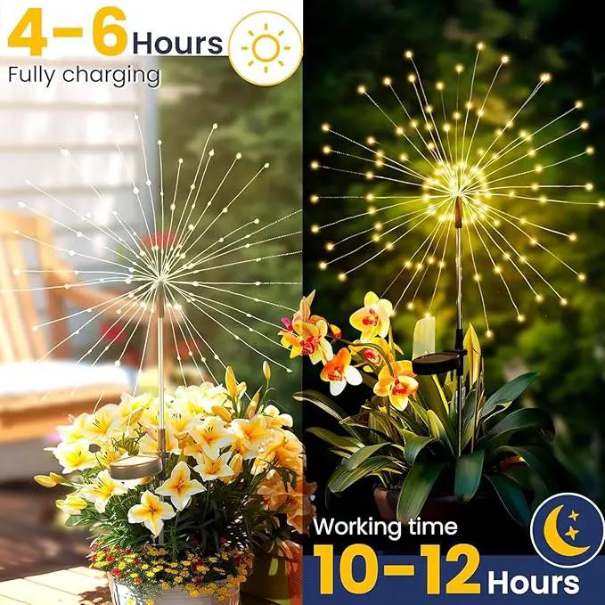 4 Pack Solar Firework Lights 150 LED Create Magical Nights, Waterproof Starburst Fairy Lights for Garden Yard Patio Christmas Romantic Wedding Party Decor(Warm White) by GreenHaven Gardens