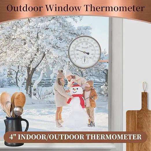 4-Inch Copper Outdoor Thermometer - Analog Temperature Gauge for Patio, Greenhouse and Garage. Decorative, Weather-Resistant, Solid Brass Swivel Design (4inch Thermo&Hygrometer) by GreenHaven Gardens