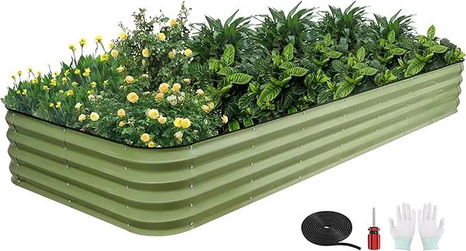 GoCampDriect 6IN1 Raised Garden Bed - 8x3x1ft Galvanized Raised Garden Boxes Outdoor Corrosion Resistant | Variable Shape 9x2x1ft Metal Raised Garden Beds for Planting Vegetable, Fruits,Flower by GreenHaven Gardens