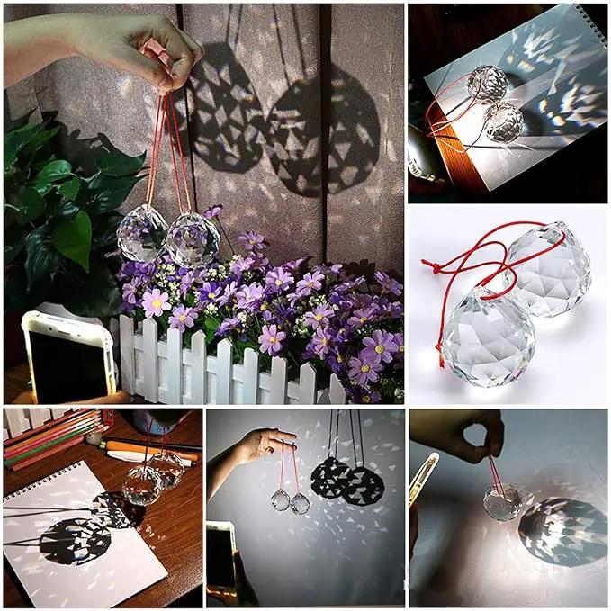 MerryNine 6 Pcs Clear Crystal Ball Prism Sun Shine Catcher Rainbow Pendants Maker, Hanging Crystals Prisms for Windows, for Feng Shui, for Gift (1.96"/50mm 6Pack) by GreenHaven Gardens