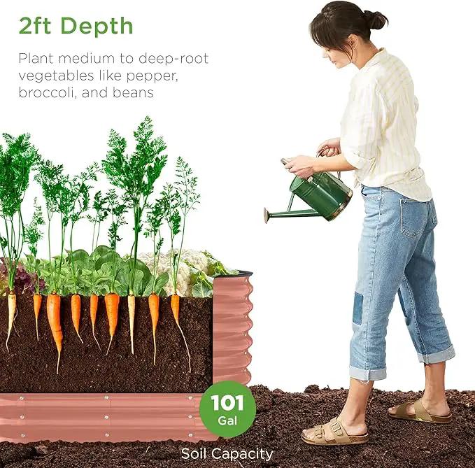 Best Choice Products 4x2x2ft Outdoor Metal Raised Garden Bed, Oval Deep Root Planter Box for Vegetables, Flowers, Herbs, and Succulents w/ 101 Gallon Capacity, Rubber Edge Guard - Terracotta by GreenHaven Gardens