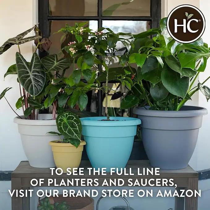 The HC Companies Caribbean Planter Pot - Outdoor & Indoor Plant Pot with Drainage Hole & Plug - Rolled Rim Plastic Pots for Plants & Flowers - Decorative Plant Pot (10" Clay, Pack of 2) by GreenHaven Gardens