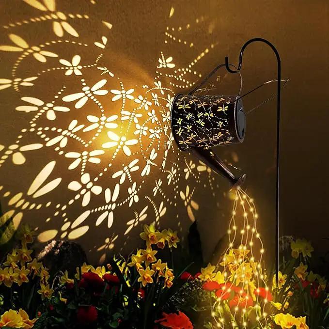 Solar Watering Can Outdoor Lights Garden Decor,Dragonfly Hanging Lantern Waterproof Landscape Lights Outside Decoration for Yard Porch Patio Pathway Gardening Gifts(with 32 inch Shepherd Hook) by GreenHaven Gardens