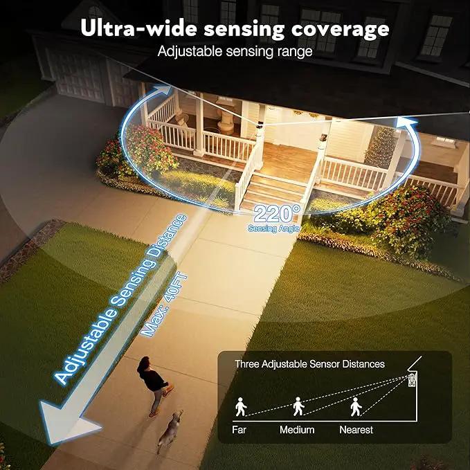 VIANIS Motion Sensor Porch Light, Gold Outdoor Light Fixture Dusk to Dawn, Outdoor Motion Sensor Light Wall Mount, Waterproof, Weather Resistant Carriage Lantern for House, Garage, Front Door by GreenHaven Gardens