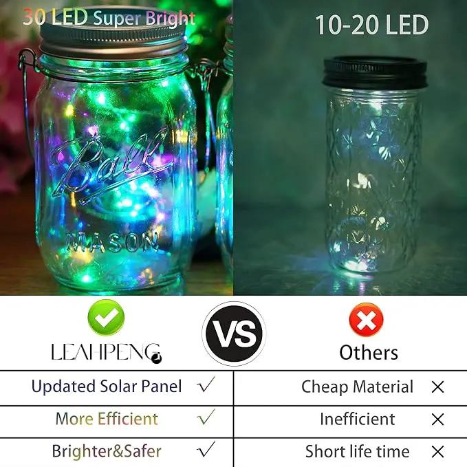 30 LED Solar Mason Jar Lights - 12 Pack with Hangers for Outdoor, Patio, Yard, Garden, Wedding Decorations by GreenHaven Gardens
