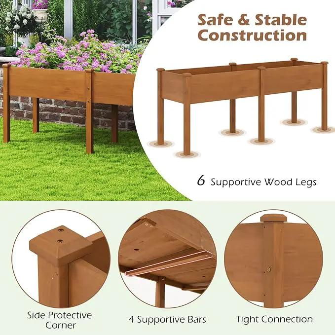 Giantex Raised Garden Bed, Elevated Wood Planter Box with Drain Hole, Gardening Planter Raised Bed for Planting Vegetables Flowers Succulents Herbs, 73" Lx23 Wx30 H by GreenHaven Gardens