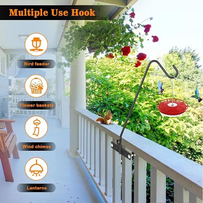 FEED GARDEN Upgraded 2 Pack 13.5 Inch Deck Hooks for Railing, Adjustable Deck Hangers, 360 Degree Swivel, for Hang Humming Bird Feeders,Lanterns, Wind Chimes, Flower Basket and Suet Baskets by GreenHaven Gardens