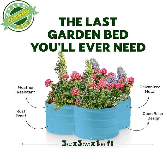 Galvanized Raised Garden Beds Outdoor // 3×3×1 ft Planter Raised Beds for Gardening, Vegetables, Flowers // Large Metal Garden Box (Teal) // Patented Tool-Free Design by GreenHaven Gardens