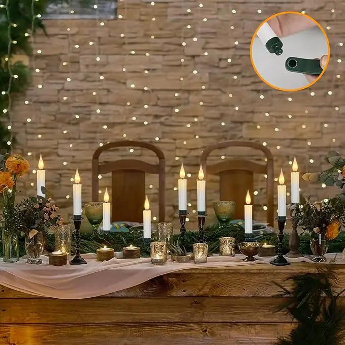 DRomance Christmas Tree Flameless Taper Candle Lights Battery Operated with 10-Key Remote and Timer, 30 Pack Plastic 3D Wick Flickering LED Taper Candles Multi-Using Home Garden Holiday Decor 3.4" by GreenHaven Gardens