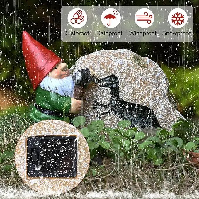 Garden Gnome Statues-Solar Gnomes Statues-Outdoor Gnome Figurine Decor Dinosaur Resin Decoration for Patio Yard Lawn Ornament Gnomes Gift for Woman 5.5 Inches by GreenHaven Gardens