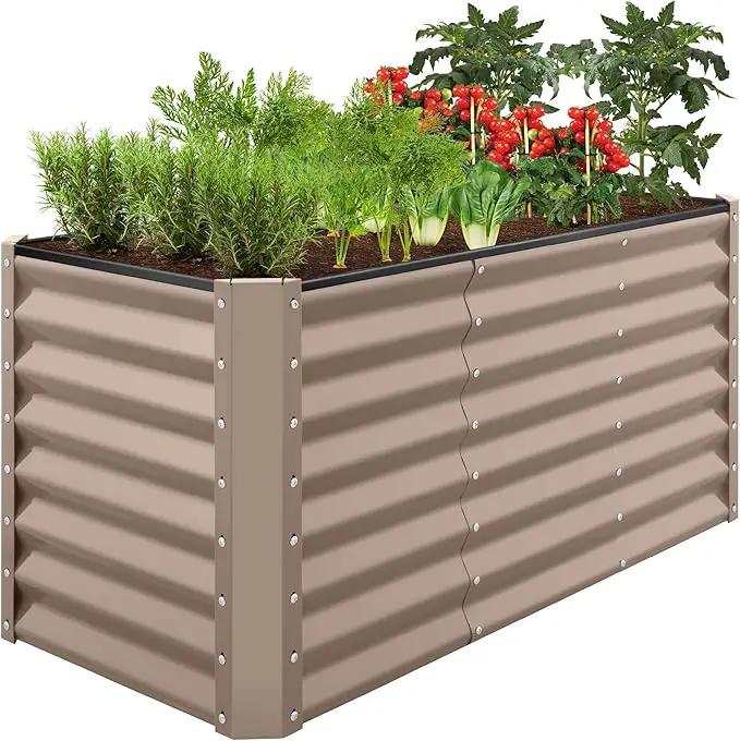 Best Choice Products 4x2x2ft Outdoor Metal Raised Garden Bed, Deep Root Planter Box for Vegetables, Flowers, Herbs, and Succulents w/ 119 Gallon Capacity - Taupe by GreenHaven Gardens