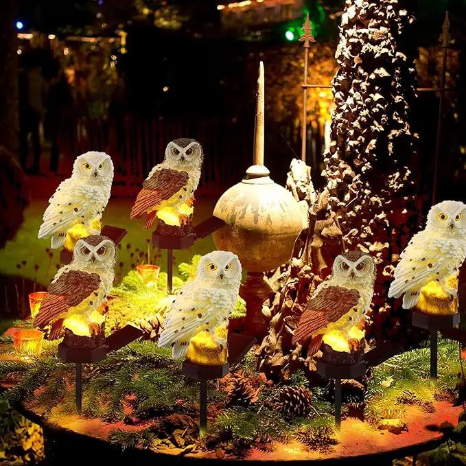 Capoda 2 Pieces Owl Garden Decorations Resin Owl Figurine Solar Light Stake Waterproof Animal Light Outdoor Decorations for Patio Yard Lawn Porch Pathway Decoration by GreenHaven Gardens