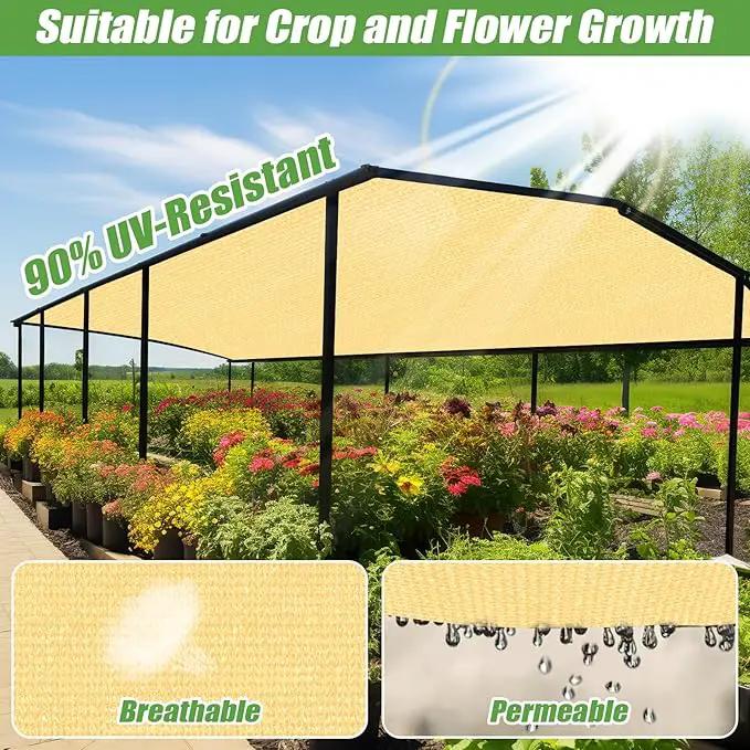 Outdoor 90% Sun Shade Cloth with Grommets, 17 X 17 FT Pergola Shade Cover for Garden Patio Carport Kennel Swimming Pool, Sand (We Make Custom Size) by GreenHaven Gardens