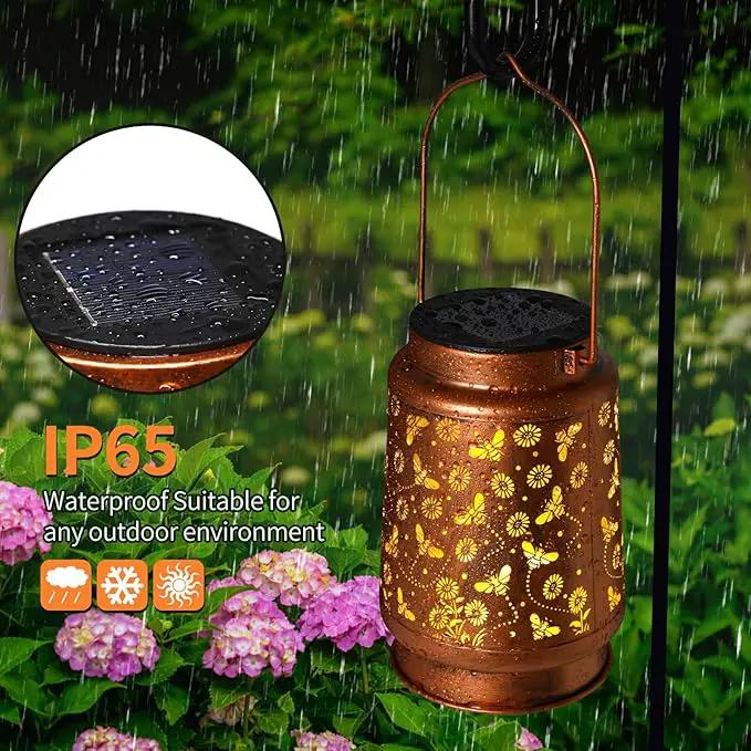 Solar Lanterns Outdoor Waterproof Bee Garden Decor Gifts for Women Mom Grandma Hanging Solar Lights Metal Solar Decoration Outside for Yard, Patio, Backyard, Porch by GreenHaven Gardens