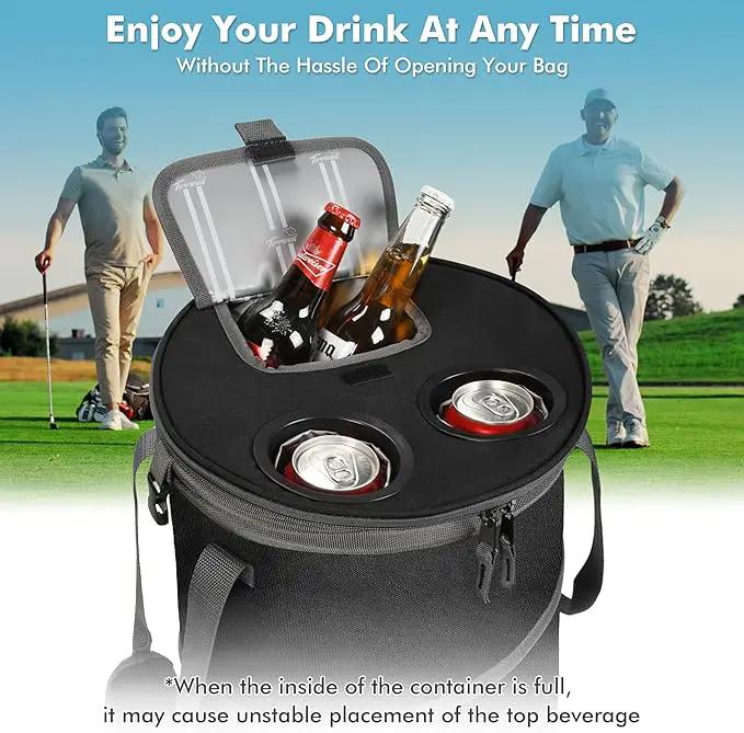 Tirrinia Large Pop-Up Golf Cooler Bag- Insulated Collapsible Cooler with Flat Drink Table for Golf Cart, Lightweight and Portable Ice Beach Cooler for Travel, Fishing, Picnics, Hiking, Camping by GreenHaven Gardens