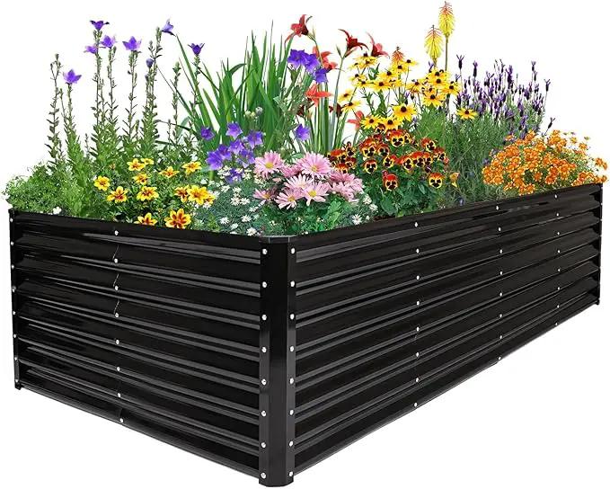 JERIA 8×4×2ft Galvanized Raised，Outdoor Metal Raised Garden Bed, Rectangular Deep Root Planter Box for Vegetables, Flowers, Herbs by GreenHaven Gardens