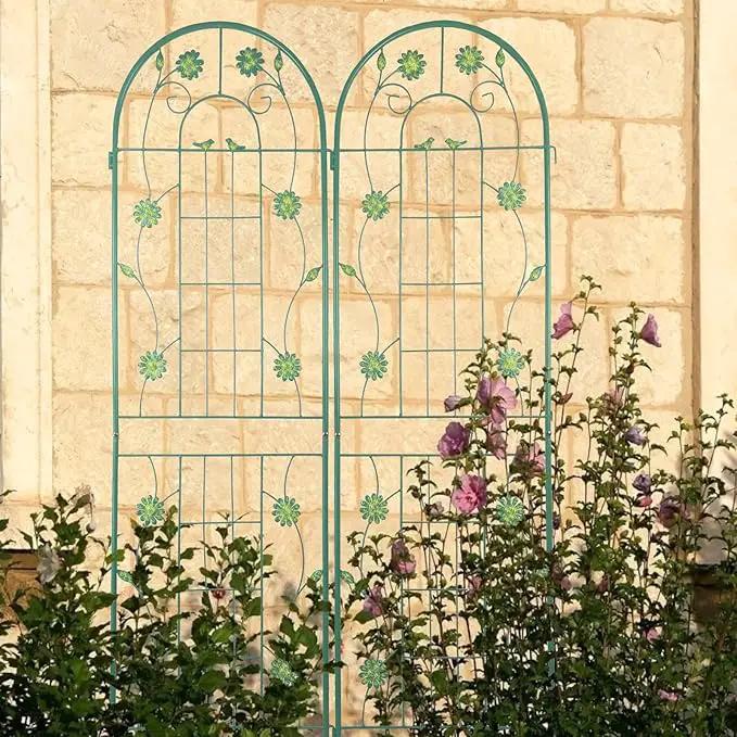 2 Pack Metal Garden Trellis 71" H Garden Fence Rustproof Trellis for Climbing Plants Support Roses Flower Outdoor Lawn, Green by GreenHaven Gardens