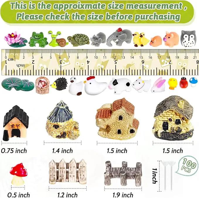 172Pcs Miniature Fairy Garden Accessories Including 100Pcs Fixed Pins, modacraft Fairy Garden Kit Fairy House Animal Figurines Mini Landscape for Garden Dollhouse Potted Plant Bonsai Terrarium Décor by GreenHaven Gardens