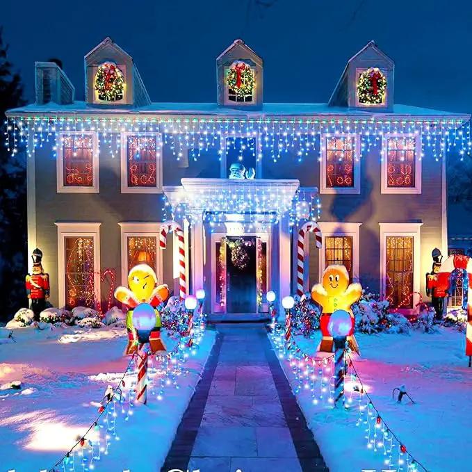 Christmas Icicle Lights Outdoor, 66Ft 640 LED Icicle Lights for Outside with 8 Modes Timers, Waterproof Plug in Twinkle String Light for Yard Eave Patio Party Holiday Decorations, Blue White by GreenHaven Gardens