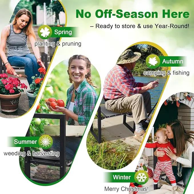 Garden Kneeler and Seat Heavy Duty - Anti-Tip Super Stable Multifunctional Gardening Stool Bench,Wide 12.7" Pads,Foldable Ergonomic Handles for Seniors Women Men Pain-Free Weeding,Planting Yard Work by GreenHaven Gardens