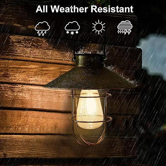 pearlstar Solar Lantern Outdoor Hanging Light Metal Solar Lamp with Warm White Edison Bulb Design for Garden Yard Patio Proch Decor(Black) by GreenHaven Gardens
