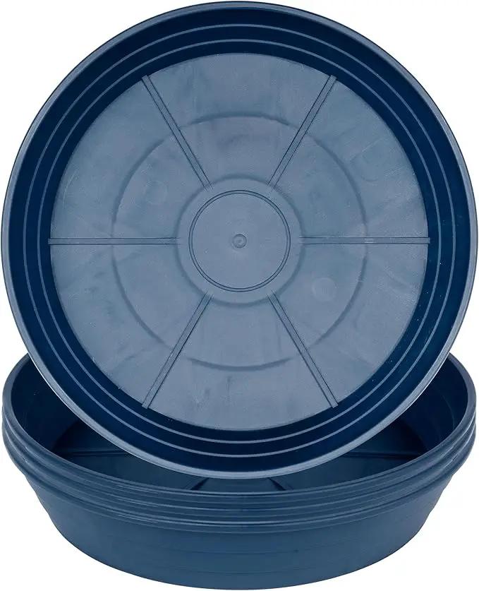 Plant Saucer 8 Inch 4 Pack 6 8 10 12 14 16 18 20 25, Plastic Plant Trays for Pots，Extra-Deep Plant Water Dray Tray, Bird Bath Bowl, Heavy Flower Plant saucers Indoors and Outdoor No Holes 8in-4 blue by GreenHaven Gardens