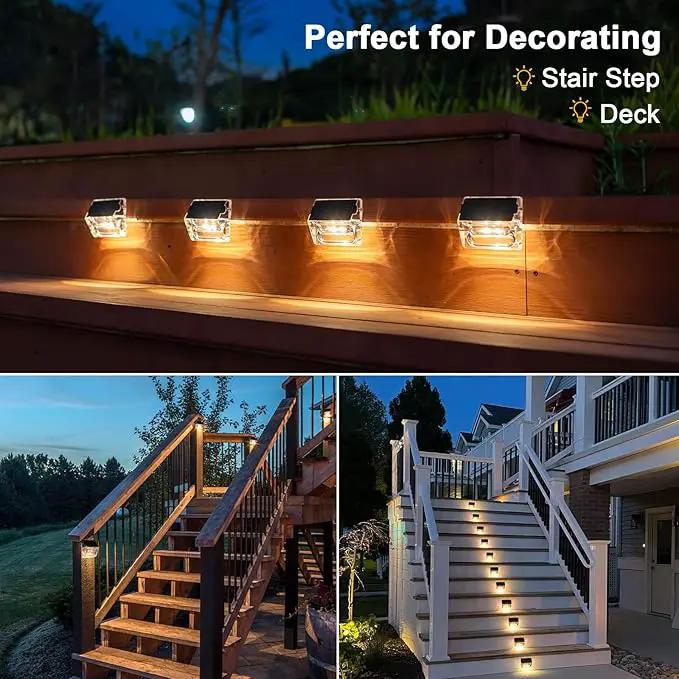 Solar Outdoor Lights, 8 Pack Solar Fence Deck Lights, Waterproof Outside Lighting for Step Railing Wall Pool Stair Yard Garden Patio Pool Decorations (Warm White) by GreenHaven Gardens