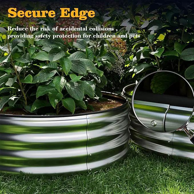 Galvanized Metal Planter Round Raised Garden Bed Kit for Gardening Outdoor，2x2x1ft Grow Garden Box Raised Flower Bed，Round Galvanized Planter Outdoor Metal Fire Pit Ring Black by GreenHaven Gardens