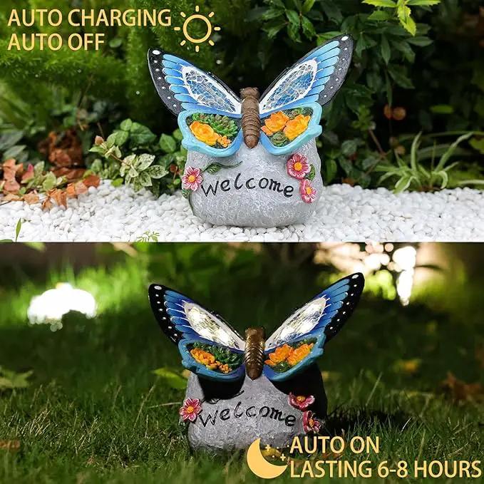 Yiosax-Garden Statue Butterfly Decor-Solar Outdoor Butterfly Light-Butterfly Figurine Decoration for Patio,Balcony,Yard,Lawn Ornament Garden Gift Women Mom by GreenHaven Gardens
