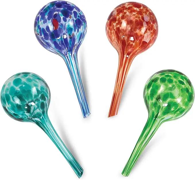 Blazin Indoor Plant Watering Globes | Automatic Self Water Bulbs | Aqua Water Globe | Decorative Hand-Blown Glass | 4pc Deluxe Set (4, Small) by GreenHaven Gardens