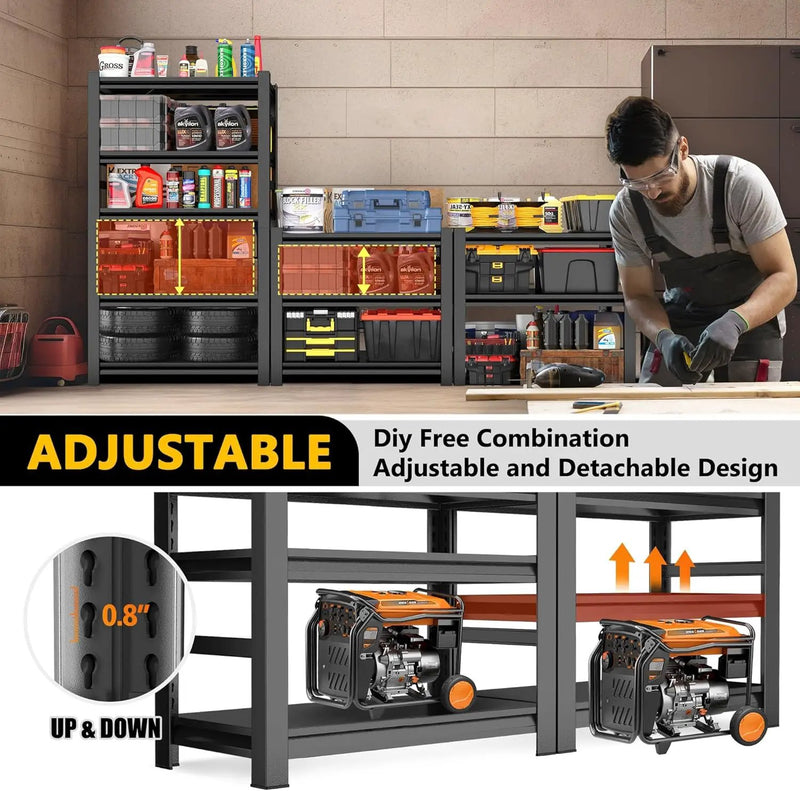 63" Heavy Duty Garage Shelving, 5-Tier Adjustable Storage Shelf, 2000lbs Capacity for Kitchen Garage Warehouse Organization by GreenHaven Gardens