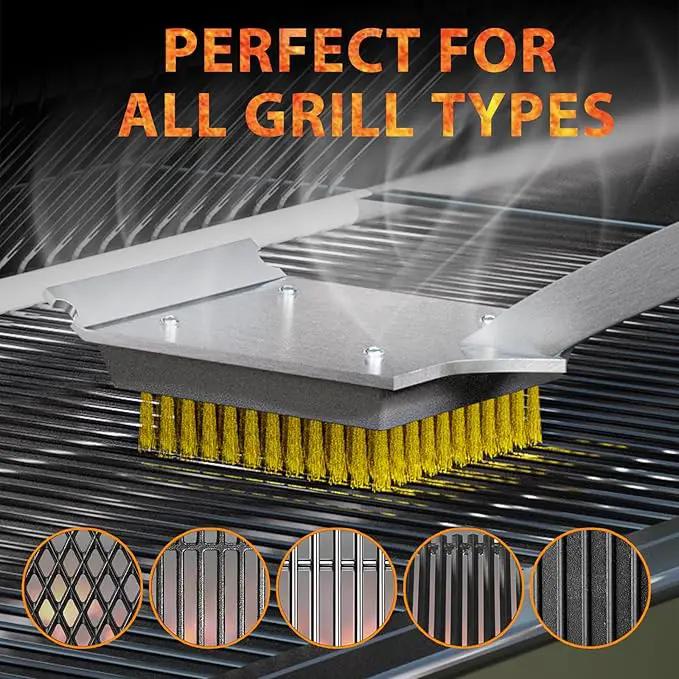 ENLOY Copper Wire Grill Brush Replacement Head, Grill Cleaning Bristle Brush with 4 Screws, BBQ Cleaning Replacement Brush Head for Gas, Porcelain, Ceramic, Cast Iron, Stainless Steel Grills and More by GreenHaven Gardens