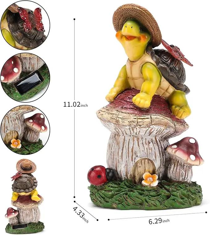 Turtle Figurine Garden Decor, Solar Turtle Outdoor Statue, Funny Turtle Gift Sculpture Decoration for Home Patio Yard Lawn Porch Ornament by GreenHaven Gardens