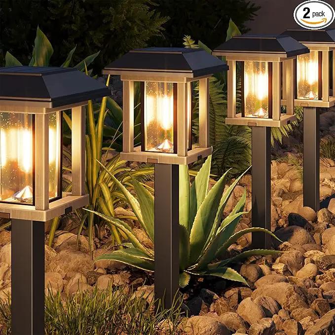 XMCOSY+ Solar Lights Outdoor Waterproof IP65, 25 LM Garden Light for Yard Pathway, Dual-Tone LED Lights with Seed Glass Metal, Solar Powered Landscape Walkway Pathway Decor Lighting (Warm White) by GreenHaven Gardens