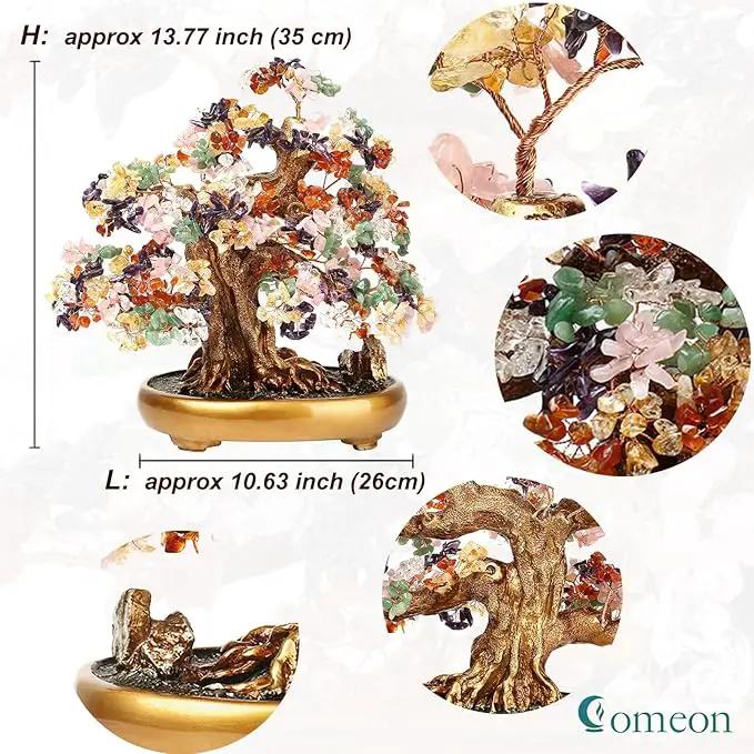 Feng Shui Money Tree Large Crystal Quartz Lucky Tree Gem Tree for Office Home Feng Shui Decoration for Wealth/Fortune and Luck (Citrine) by GreenHaven Gardens