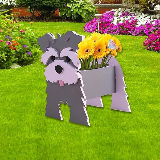Gray Schnauzers Dog Planter Plant Pots,Cute Garden Dog Flower Planter,Dog Planters Birthday Gifts for Women,Office,Indoor/Outdoor Decor （9.45 * 9.06 * 11.81in） by GreenHaven Gardens