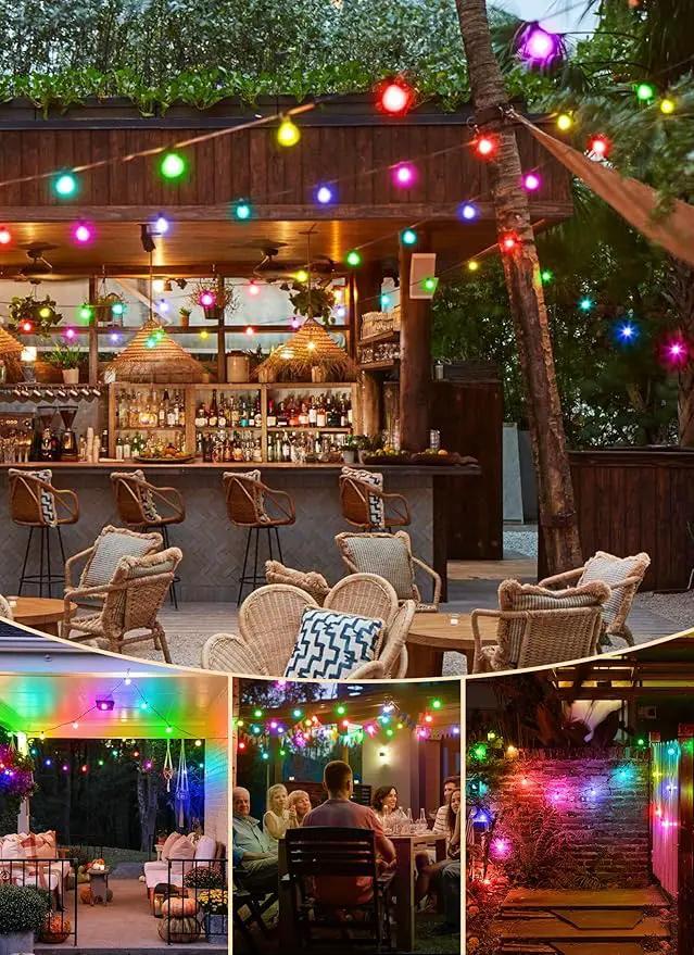 Brightown RGBW Outdoor String Lights, 25FT LED Patio Lights with Remote and Timer, Commercial Grade Waterproof Hanging Lights with 13 Shatterproof Bulbs(1 Spare) for Backyard Porch Garden Party Decor by GreenHaven Gardens