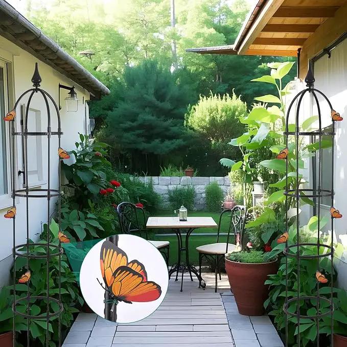 Obelisk Trellis for Climbing Plants Outdoor 6.6ft, Garden Tower Trellis for Potted Plants Indoor with Twist Tie, Clips and Butterflies Rustproof Coated Metal Support for Vines Rose 2Pack by GreenHaven Gardens