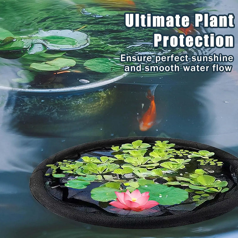 2Pack Round Floating Flora Fish Barrier-31.5Inch Black Pond Plant Protector, Floating Island/Planter Pond,UV Resistant Net to Shield Floating Plant(Lotus/Water Lilies)from Koi, with Waterproof Gloves by GreenHaven Gardens