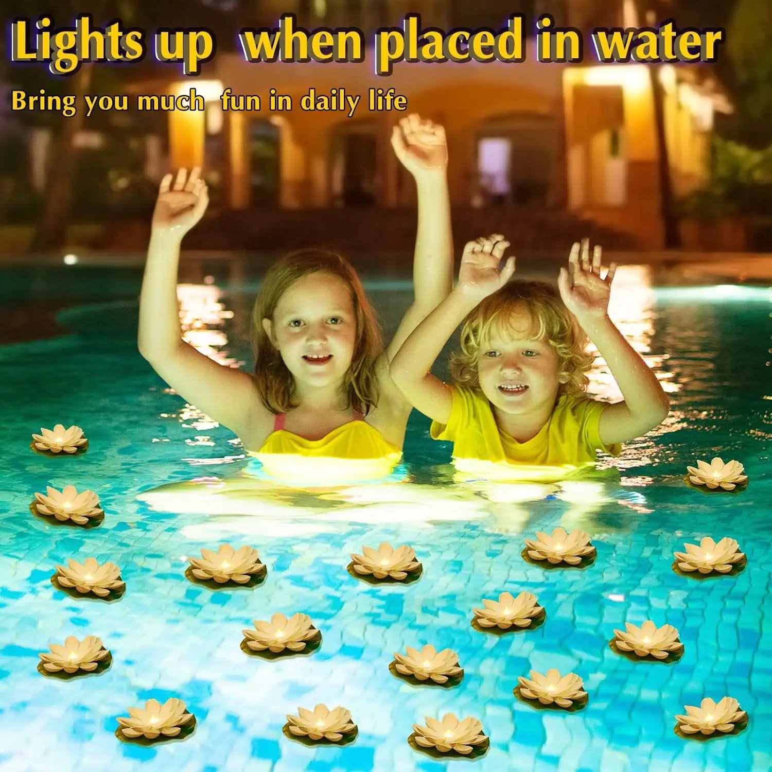 Liliful 24 Pcs Diwali Lotus Decoration Pool Floating Lights, Artificial Flowers Lotus with LED,Lily Pads Water Lantern for Indian Puja Home Decoration(3.94 Inch,White) by GreenHaven Gardens