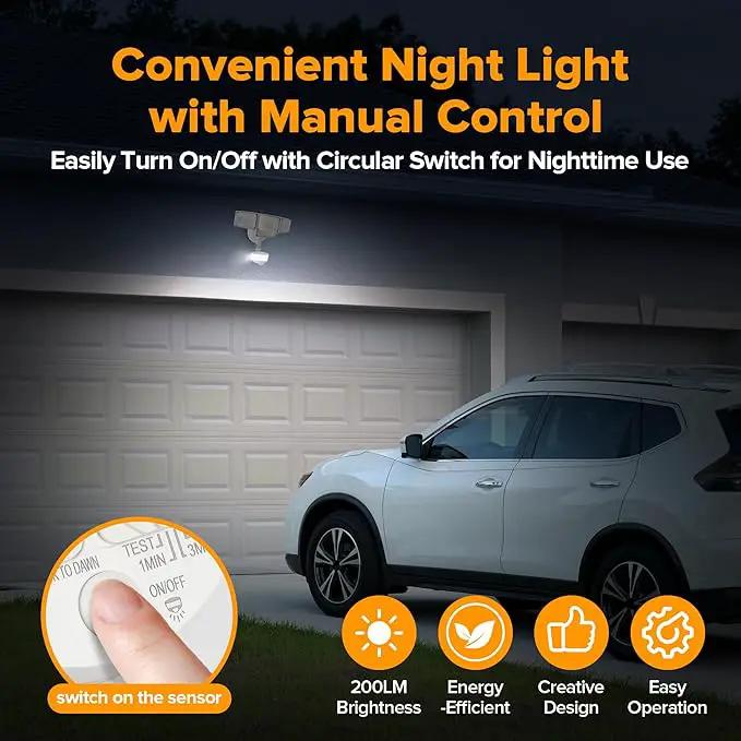 LUTEC 84W 9500LM LED Security Light Motion Sensor Outdoor Lights with Night Light, 4 Head LED Flood Lights Outdoor 5000K Daylight, IP65 Waterproof, Motion Detected Lights for Outside (White) by GreenHaven Gardens