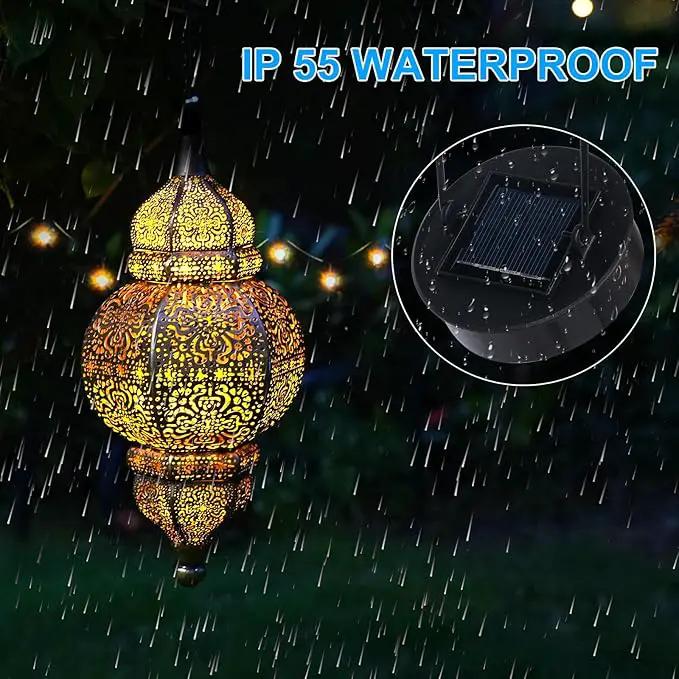 2 Pack Hanging Solar Lights, Outdoor Decor Solar Lantern, Waterproof Metal Moroccan Lantern for Outside Patio Pathway Yard Front Porch Backyard Garden Decorative by GreenHaven Gardens