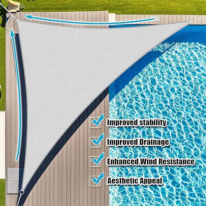 Amagenix Sun Shade Sail 8'X9'X12' Curved Edge Outdoor Shade Canopy Light Grey Breathable 95% UV Block Shade Cloth for Patio Garden Backyard (We Make Custom Size) by GreenHaven Gardens