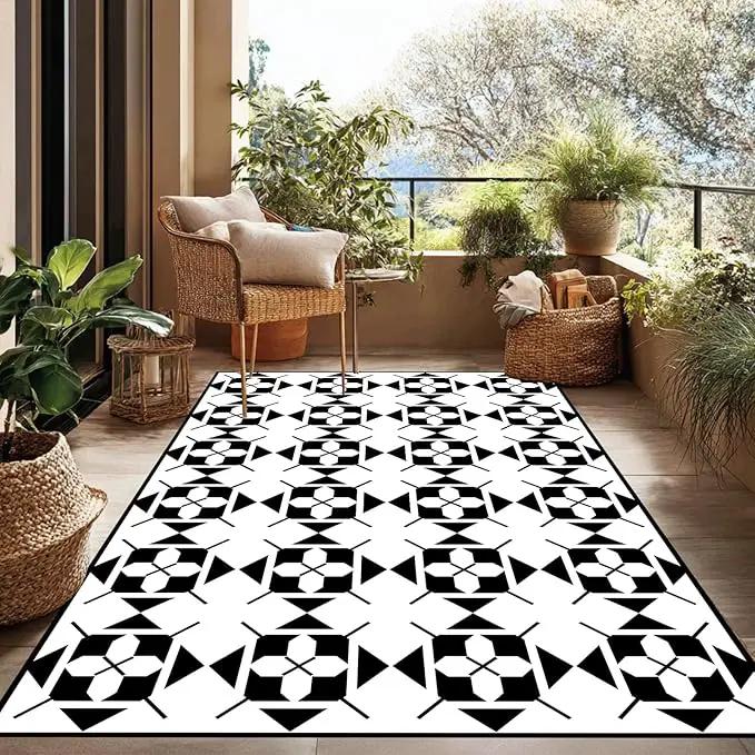 WILDROOTS 5x8 Feet Frame-in-Frame Plastic Outdoor Rug, Stain Resistant Waterproof Reversible Outdoor Patio Rug, Fade Resistant Camping Rug by GreenHaven Gardens