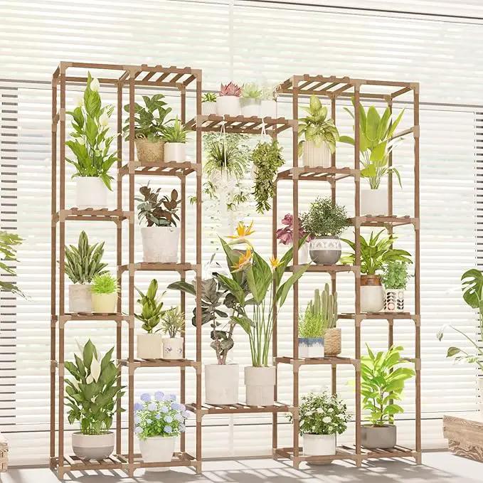 Plant Stand Indoor Tall Hanging Plant Shelf 16 Tiers Large Outdoor Plant Rack for Multiple Plants Wood Plant Holder for Living Room Garden Balcony by GreenHaven Gardens