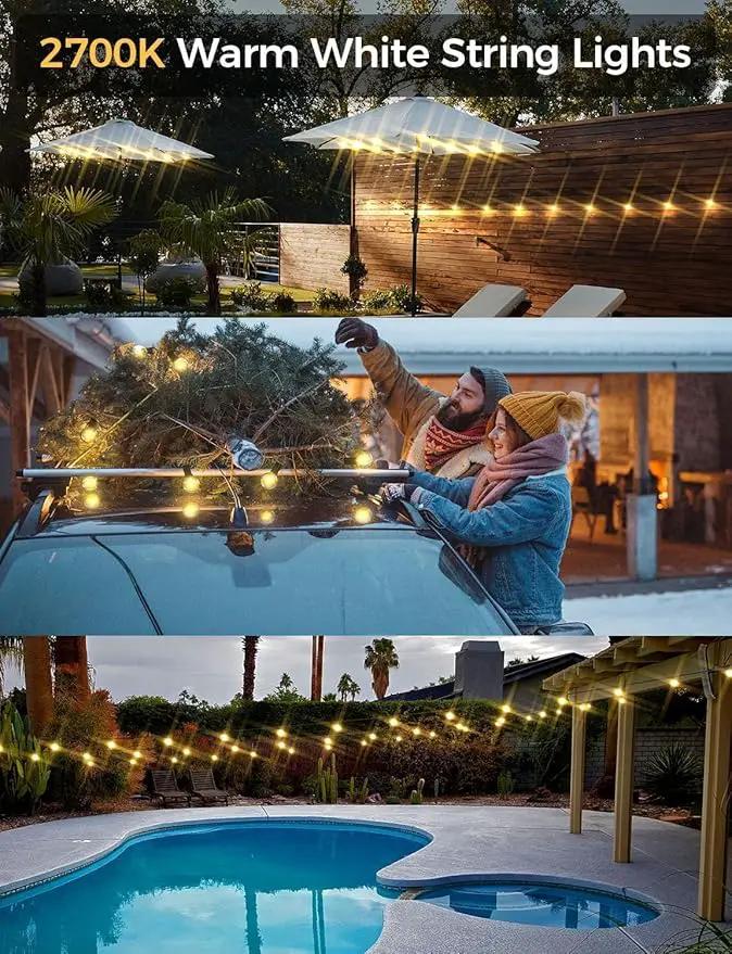 XMCOSY+ Smart Outdoor String Lights, 75Ft G40 Globe Patio Lights with 34 Dimmable LED Bulbs, WiFi & APP Control, Work with Alexa, Extendable Waterproof LED String Lights for Outside, Porch, Backyard by GreenHaven Gardens