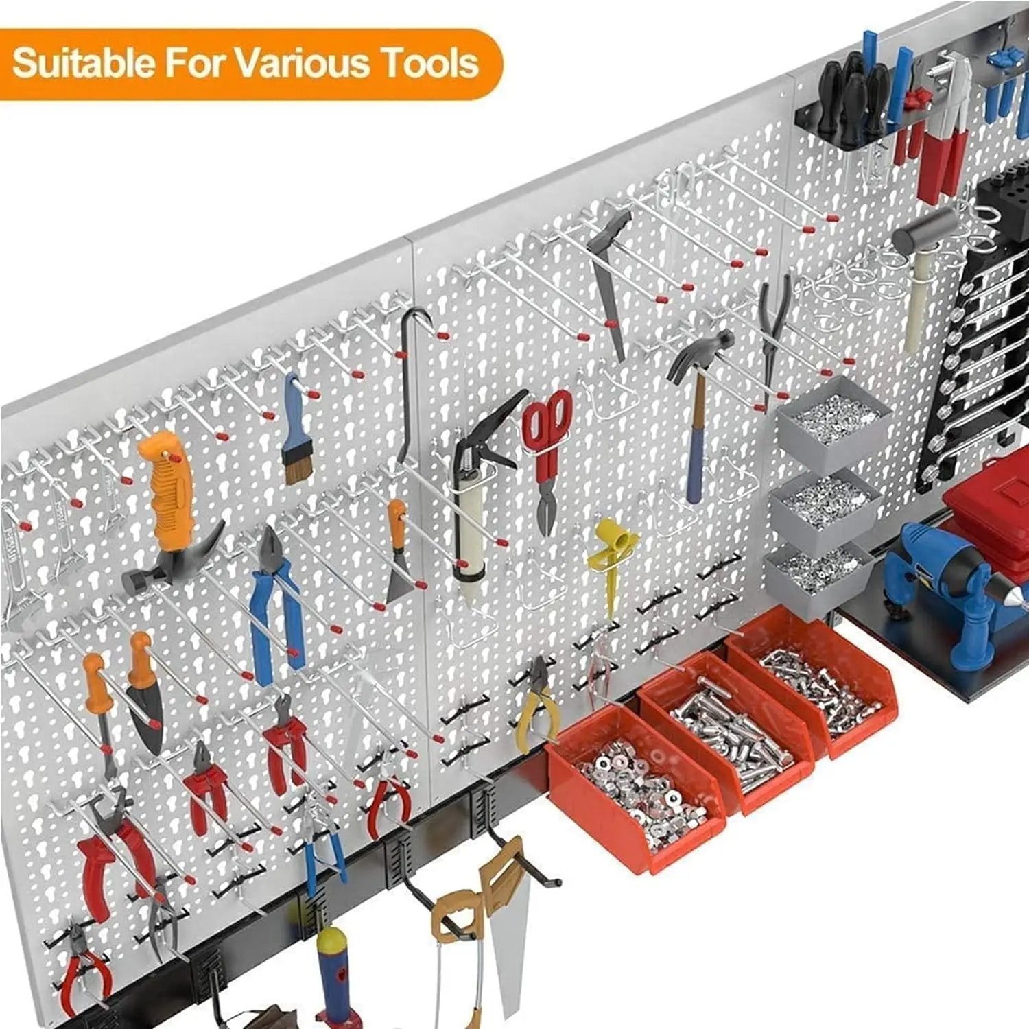 TORACK 109Pcs Pegboard Wall Organizer 4 ft. Garage Metal Pegboard Standard Utility Tool Storage Kit w/Toolboard Hooks & Pegboard Hooks Accessories, Wall Mounted Storage Bins & Shelf by GreenHaven Gardens